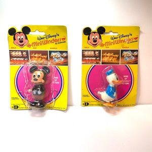 Vintage 1970’s Mickey Mouse and Donald Duck Mini Wind Up toy Walt Disney